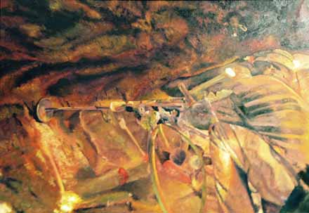 Underground Stope Drilling at Impala Platinum, Artwork by Kimberly Hocheiter